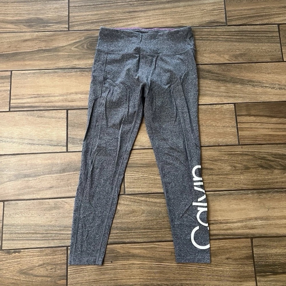 Calvin Klein Performance Leggings Womens Medium Gray Athletic Stretch Pants